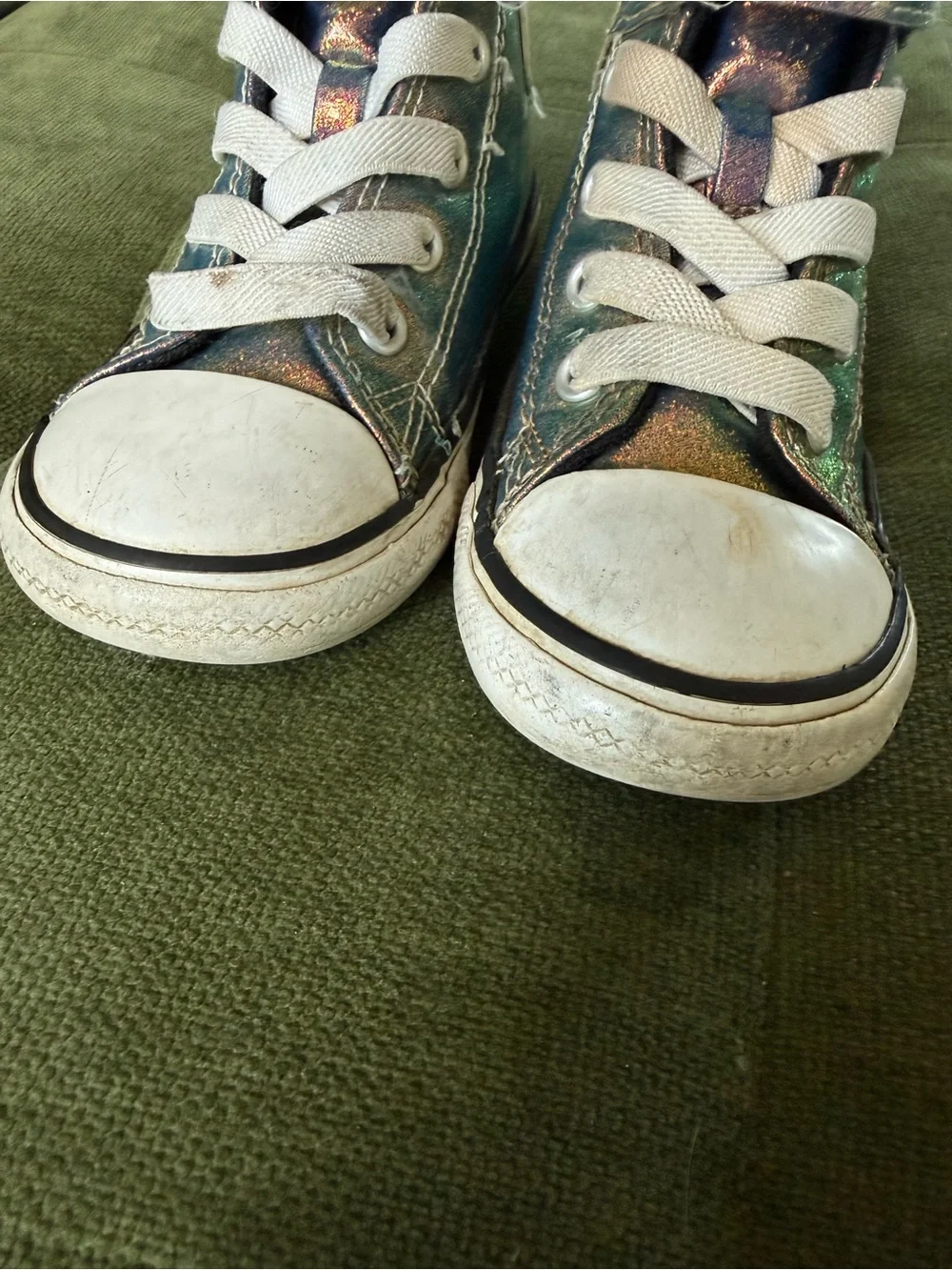 Converse Kids Iridescent Metallic High Top Sneakers Size 7